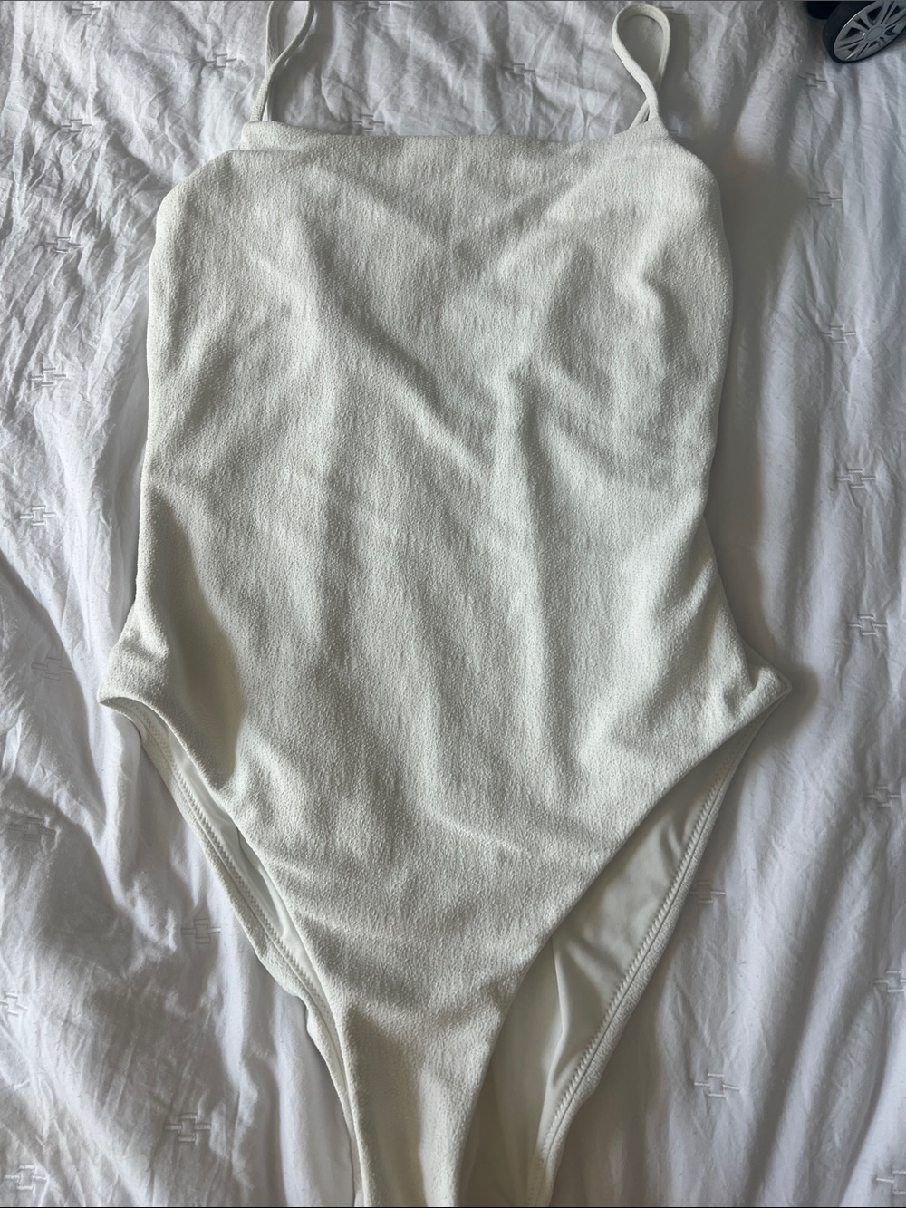 Madewell White Textured One-Piece